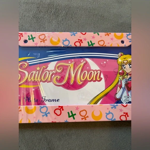 Sailor Moon License Plate Frame Planetary Guardian Symbols Pink Icons - Picture 3 of 7